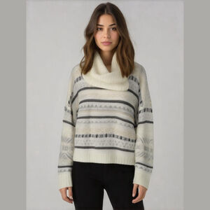 Eddie Bauer Women’s Oversized Cowl Neck Sweater Fair Isle Knit Wool Blend Sz XL